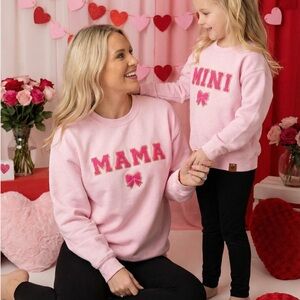 Matching Pink 'Mama' and 'Mini' Sweatshirts